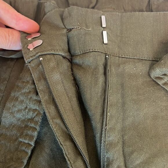 Calvin Klein Linen Blend Army Green Belted Wide Leg Capri Pants ~ Size 1X - Picture 4 of 6